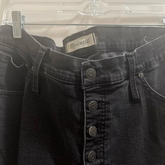 Madewell Jeans Womens 34P Washed Black 10" High Rise Skinny Raw Hem Button Fly - Picture 2 of 6